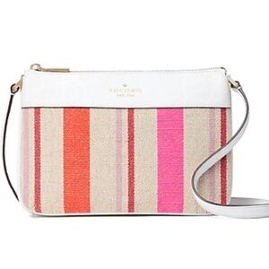 Kate Spade * NWOT * New York Leila Striped Canvas Triple Gusset / Crossbody